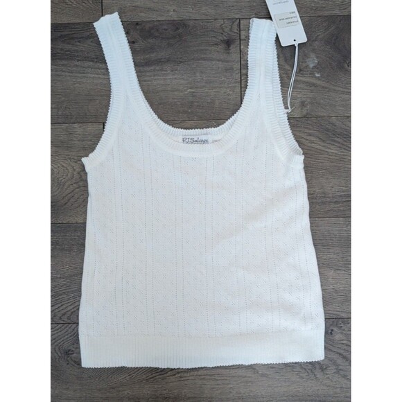 P.J. Salvage Womens Lounge White Knit Tank Sz S - Picture 1 of 3